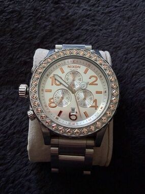 Nixon - 42-20 Silver Watch with Rose Gold Crystals (Needs Battery)